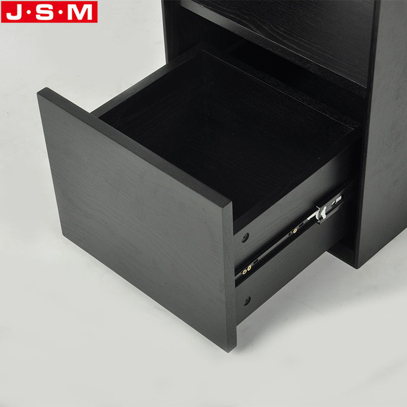 Nordic Living Room Furniture Bedroom Wooden Bedside Rock Slab Table Top Black Nightstand With Drawer