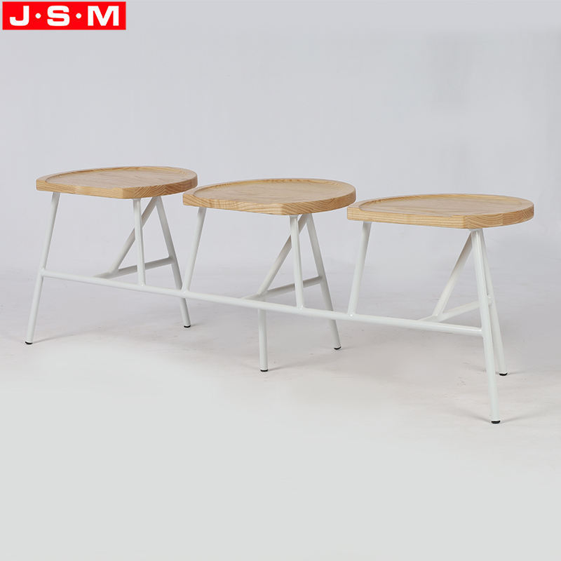 Ash Timber Seat Bar Stool Chair Restaurant Connection Three Seats Metal Stool Chair