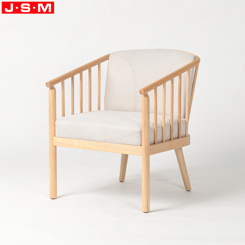 Nordic Style Comfortable Ash Timber Base Armchair Home Office Indoor Wooden Leisure Armchair