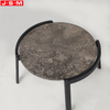 Natural Marble Top Small Round Wooden Low Coffee Table For Bedroom