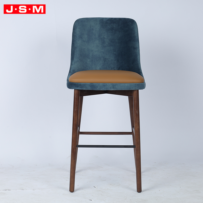 Luxury Modern Bar Chairs Stools Restaurant Nordic Breakfast Velvet Leather Wood Stool High Counter Bar Chair