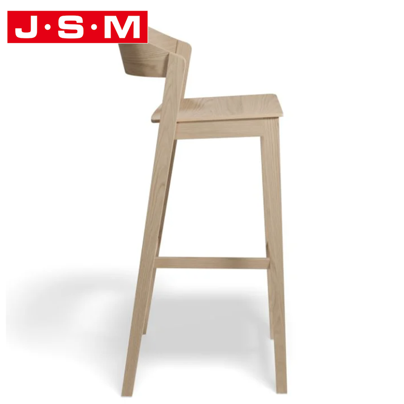 Brown Wood Veneer Metal Ash Timber Frame Seat High Chair Modern Bar Stools