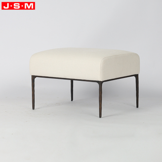 Modern Minimalist Fabric Cushion Seat Hotel Ottoman Stool with Metal Legs for Small Space Living Room & Office