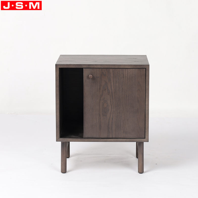 Plywood with Veneer Hot Sale Wooden Modern Metal Base Bedside Table Nightstand
