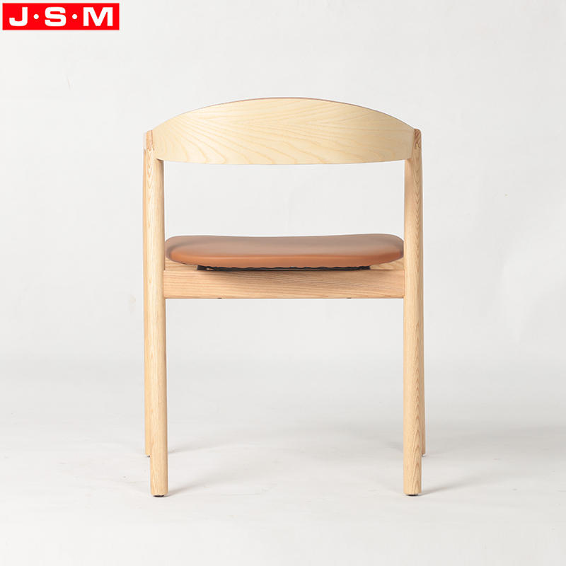 Simple Style Hotel Indoor Cushion Seat Chair Ash Timber Frame Dining Chair With Armrests