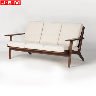 Wholesale North America Style Three Seater Sofa Modern Ash Timber Base Wooden Leisure Sofa For Living Room