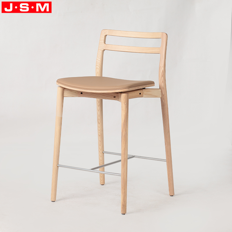 Nordic Modern Luxury Stool Wooden Chair Sets Leather Bar Chair