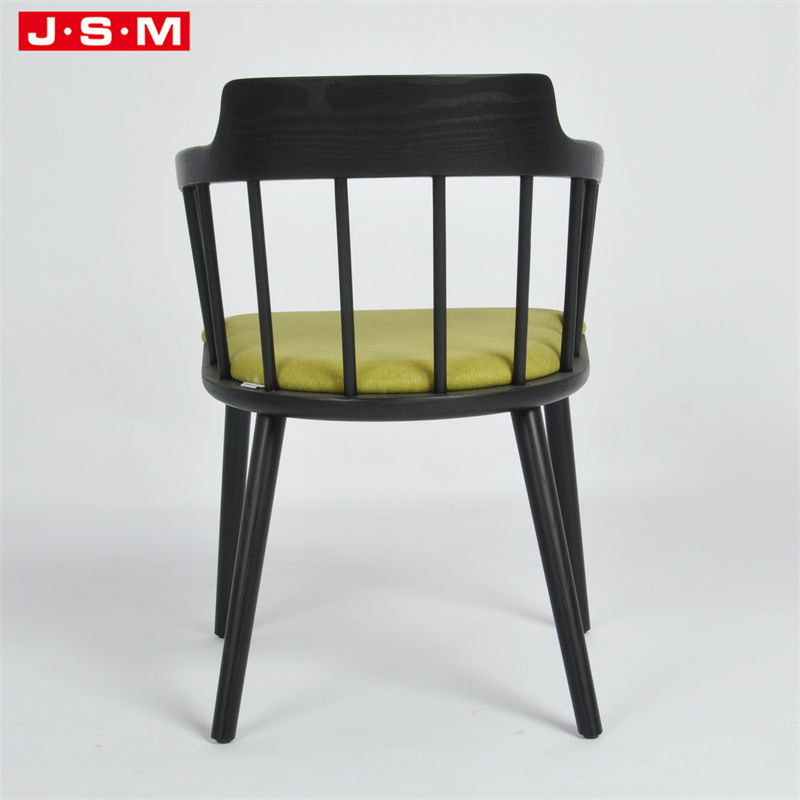 Modern Hotel Restaurant Fabric High Back Patio Solid Wooden Black Dining Chair