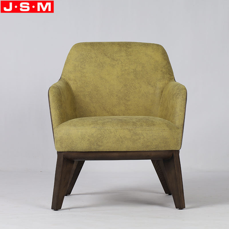 White Nordic Living Room Sofa Chair Soft Foam And Fabric Solid Wood Frame Armchair