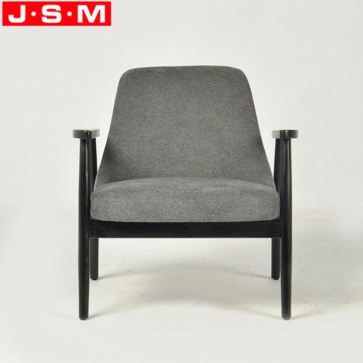 Customizable Dark Gray Leisure Chair Wooden Frame Upholstered Ash Timber Base Lounge Armchairs