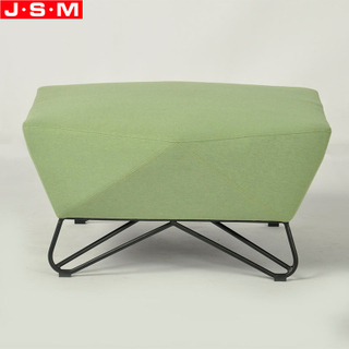 Modern Stylish Leisure Furniture Interior Room Wooden Green Ottoman Stool With Metal Legs