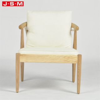 New Design Comfortable Wabi-Sabi Style Pure Color Upholstery Wooden Armchair For Living Room