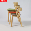 Modern Wooden Kitchen Low Slope Arm Dining Chairs With Armrests