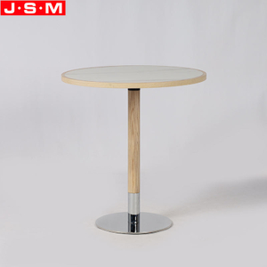 Living Room Coffee Table Stainless Steel Base Round Rock Slab Table Top Tea Table