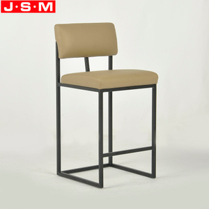 Wooden Frame Metal Base High Bar Chair Barstool Brown Bar Stools For Kitchen Dining