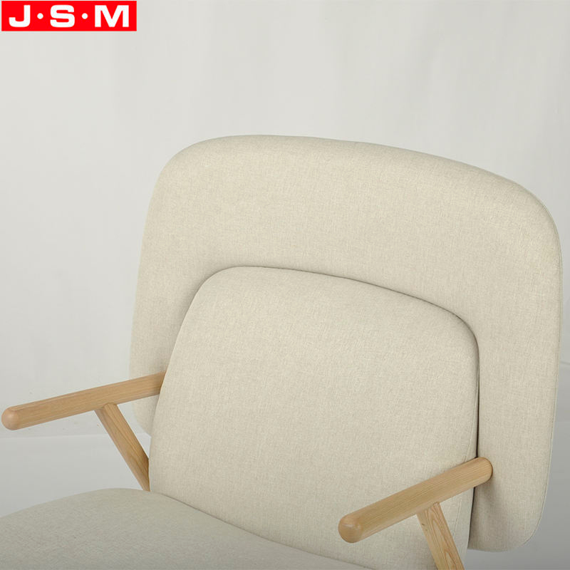 Modern Customized Home Office Bedroom Armchair Wooden Frame Beige White Arm Chair