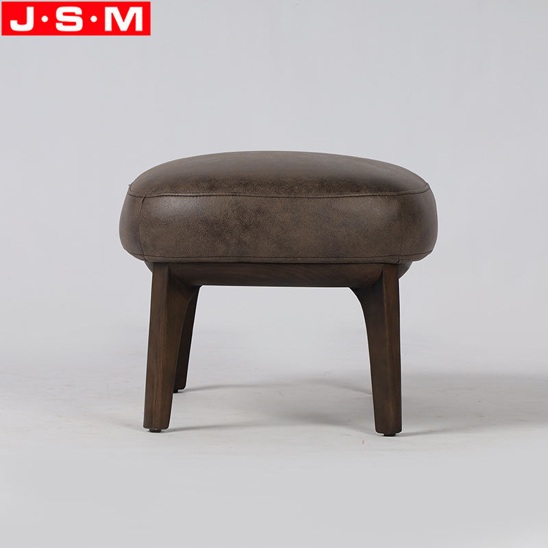 Hot Sale Ash Timber Bedroom PU Leather Stool Fabric Ottoman Chair