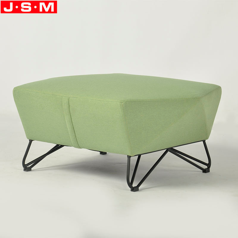 Modern Stylish Leisure Furniture Interior Room Wooden Green Ottoman Stool With Metal Legs