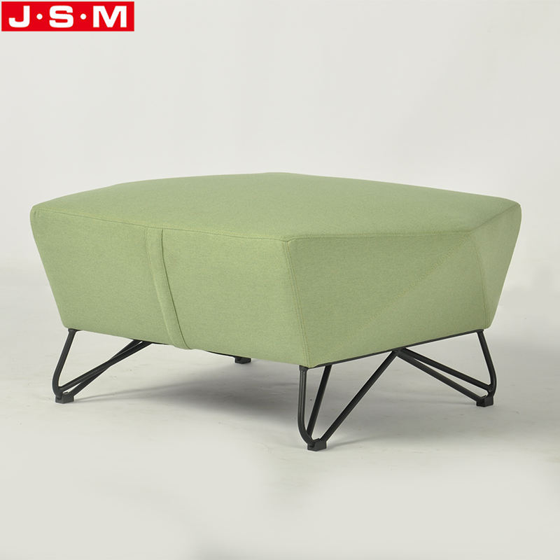 Modern Stylish Leisure Furniture Interior Room Wooden Green Ottoman Stool With Metal Legs