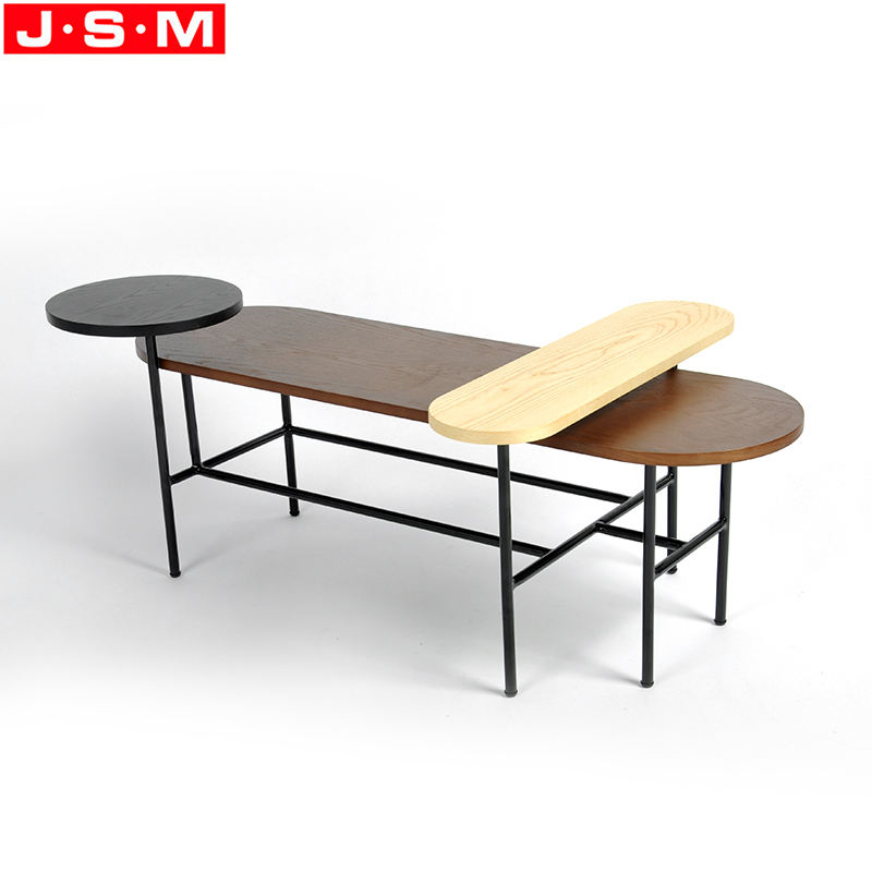 New Design Veneer Table Top Coffee Table Furniture Metal Base Coffee Shop Tea Table