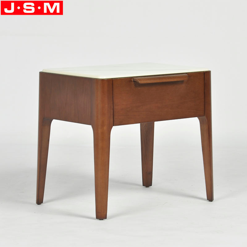 Roak Slab Top Nightstand Veneer Carcase Wooden One Drawer Stand Bedside Table