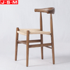 Vintage Paper Rope Seat Living Room Wooden Legs Restaurant Dining Chair