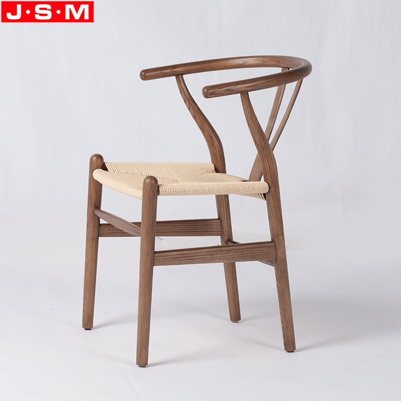 Durable Paper Rope Seat Dining Chairs Ash Timber Restaurant Chairs