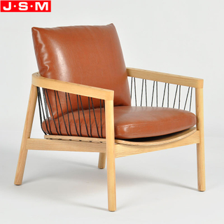 Retro Furniture Hotel Lounge Reception Bedroom Wooden Frame Leather Armchair