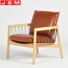 Retro Furniture Hotel Lounge Reception Bedroom Wooden Frame Leather Armchair