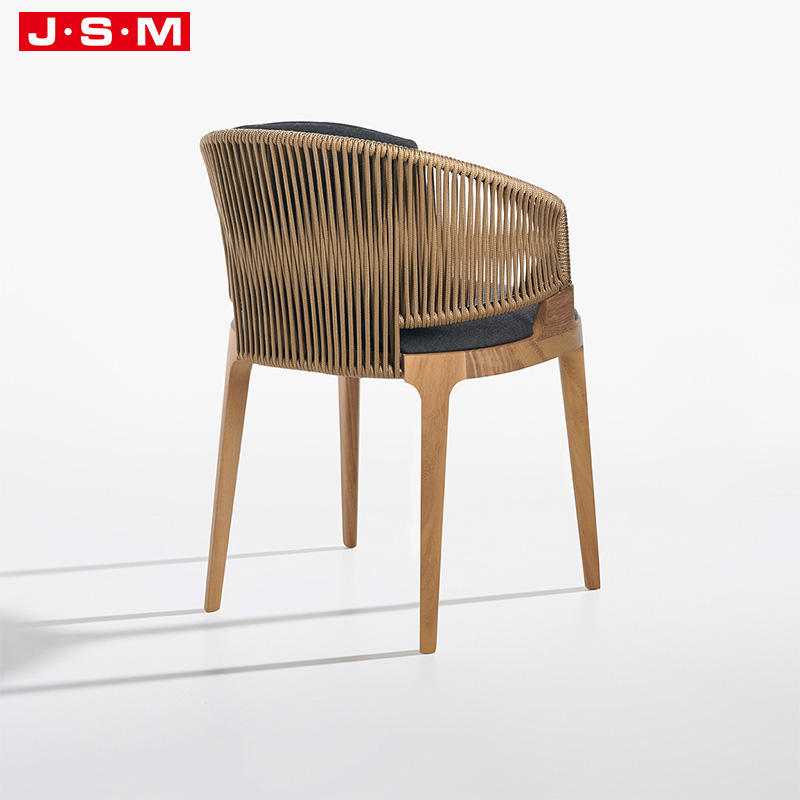 Luxury Hot Products Vintage Style Cushion Seattop Rope Back Cushion Seat Ash Timber Base Leisure Dining Chairs