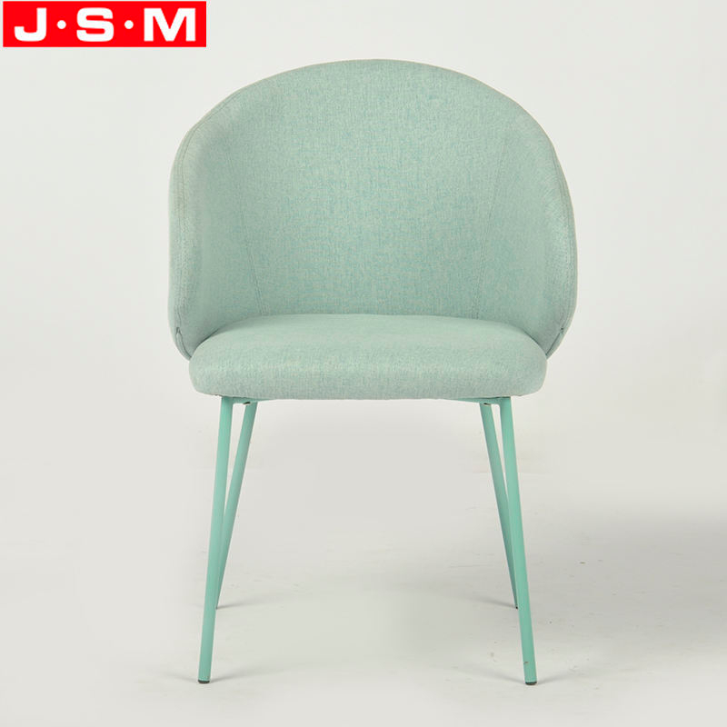 High Quality Wooden One Seat Light Green Low Back Metal Base Dining Chair