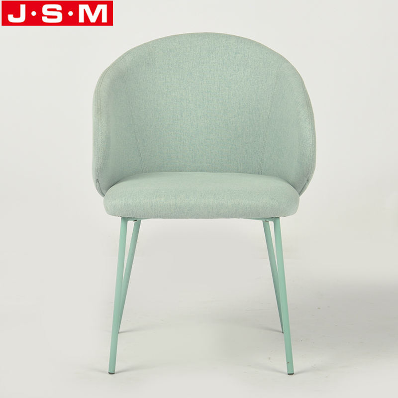 High Quality Wooden One Seat Light Green Low Back Metal Base Dining Chair