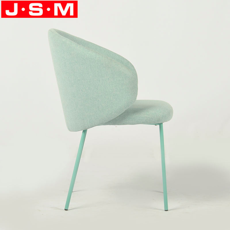 High Quality Wooden One Seat Light Green Low Back Metal Base Dining Chair