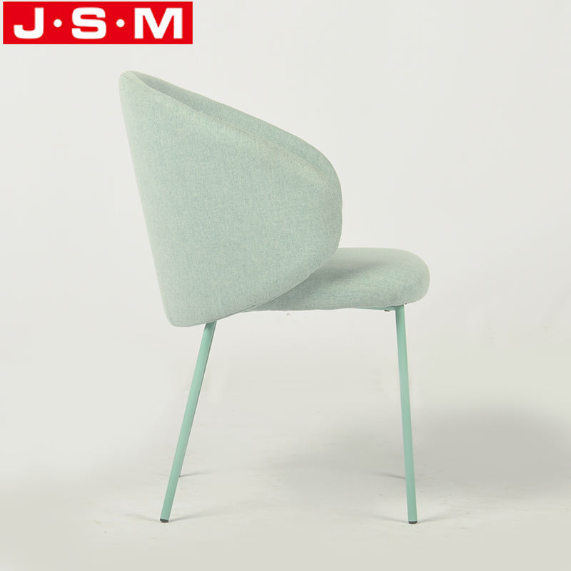 High Quality Wooden One Seat Light Green Low Back Metal Base Dining Chair