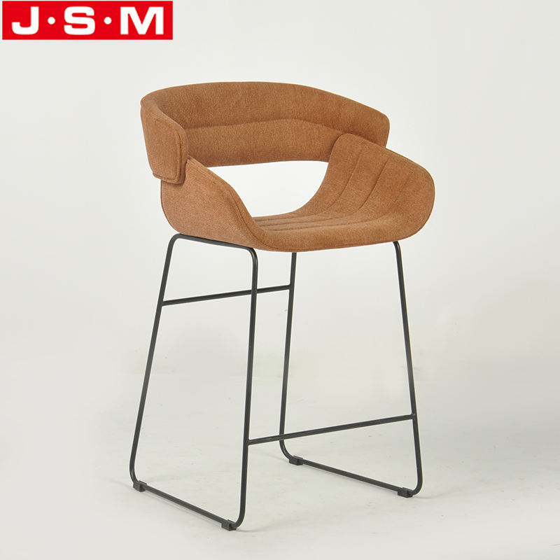 Contemporary Upholstered Metal Base High Bar Chair In Wine Cellar