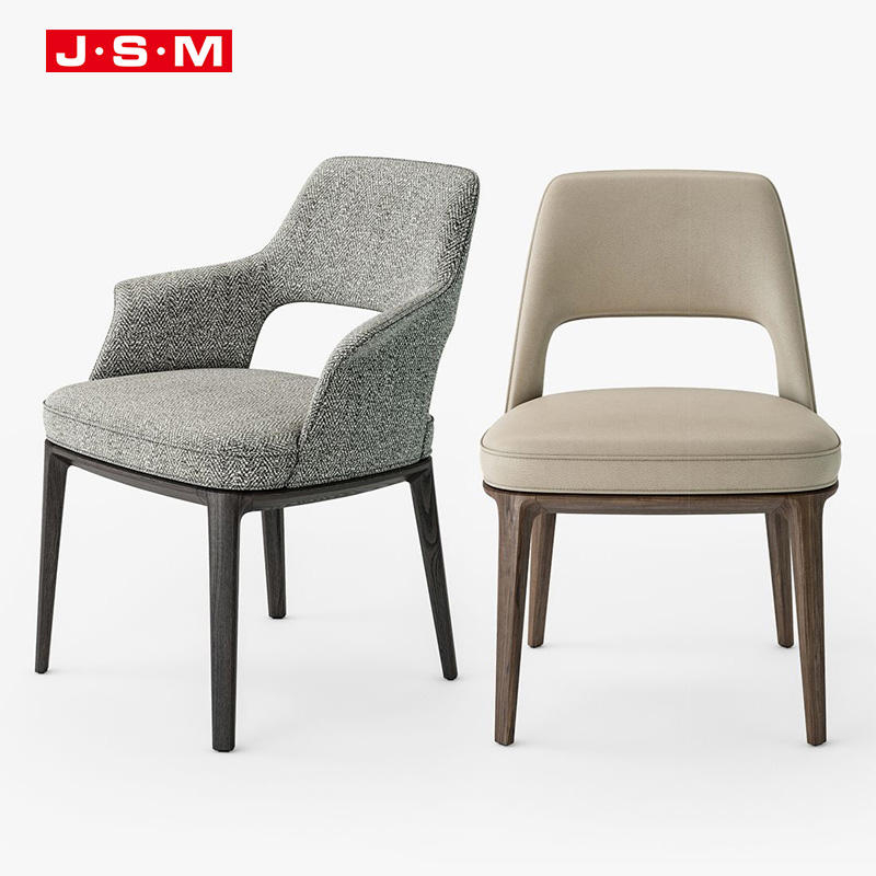High End Modern Dining Chair Luxury Fabric Dining Chair With Wooden Legs