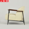 Modern Furniture Living Room Hotel Wooden Frame Beige White Fabric Armchair