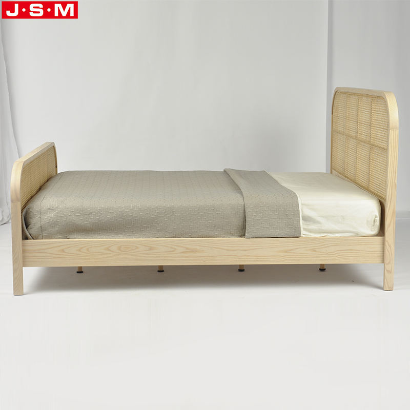 Bedroom Plastic Rattan Headboard And Tail Wooden Ash Timber Bed