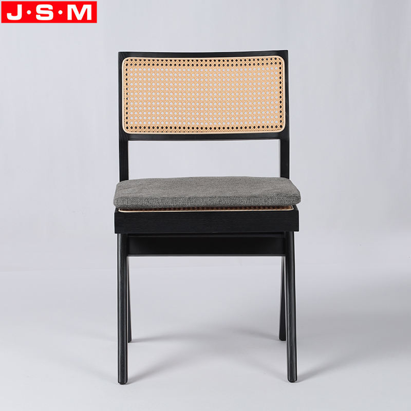 Nordic Modern Black Wooden Outdoor Dining Chair With Removeable Upholstery Seat Pad
