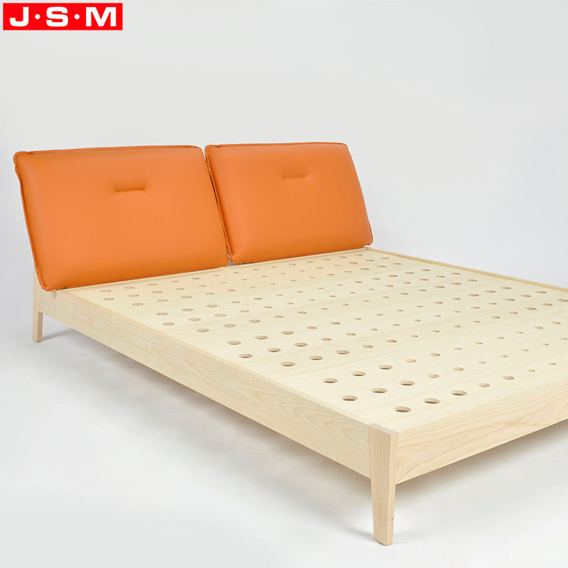 Modern Cushion Headboard Bedroom Furniture Ash Timber Wooden Bed