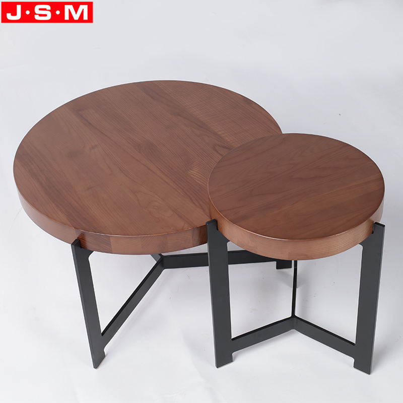 Modern Design Living Room Furniture Iron Legs Solid Timber Table Top Coffee Table