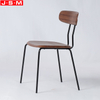 High Quality Stackable Iron Legs Dinning Room Wooden Back And Seat Restaurant Dinning Chair