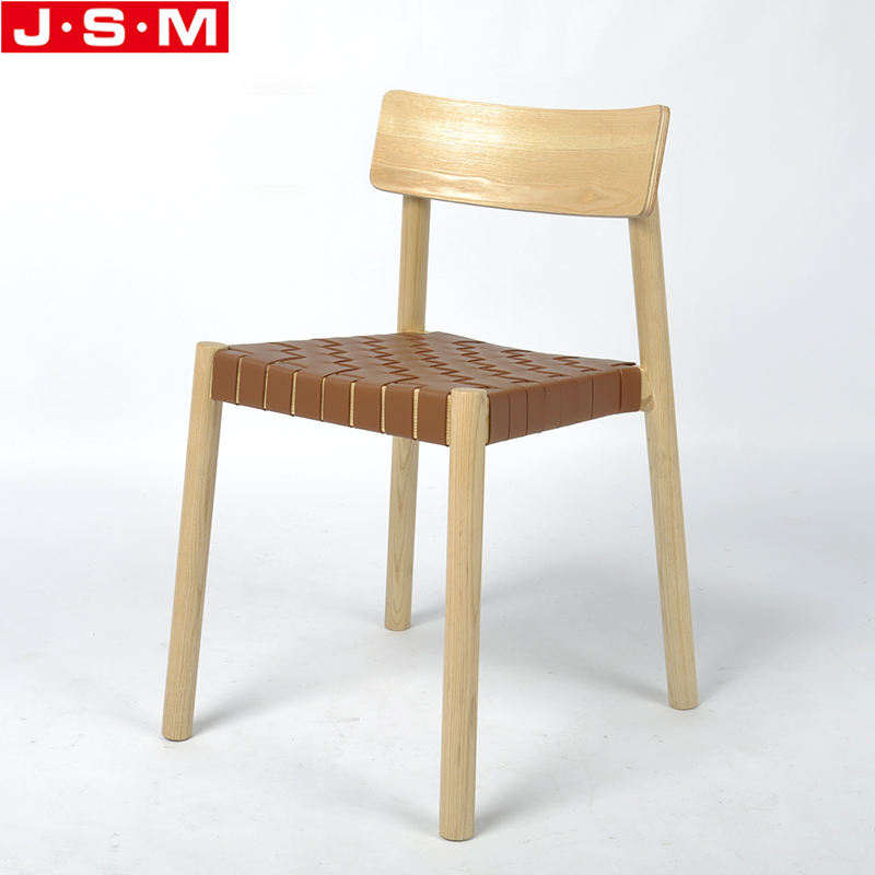 Modern Dining Room Black Leather Solid Wood Frame Back Dining Chair For Home