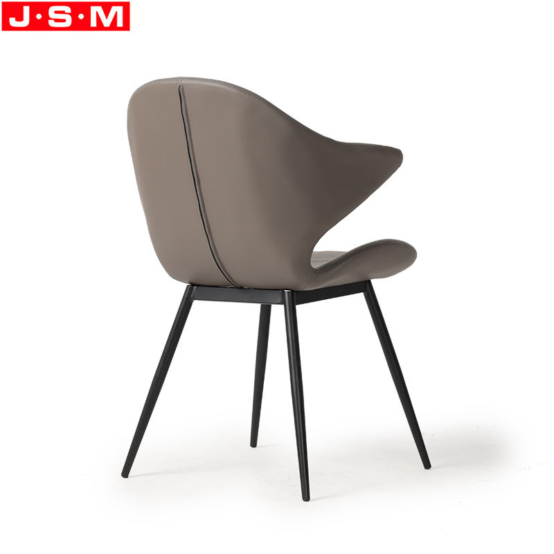 Unique Accent Luxury Leather Metal Legs Dining Room Study Room Dining Chair