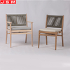 Nordic Hot Sale Cotton Rope Woven Back Chair Japandi Style Dining Chair