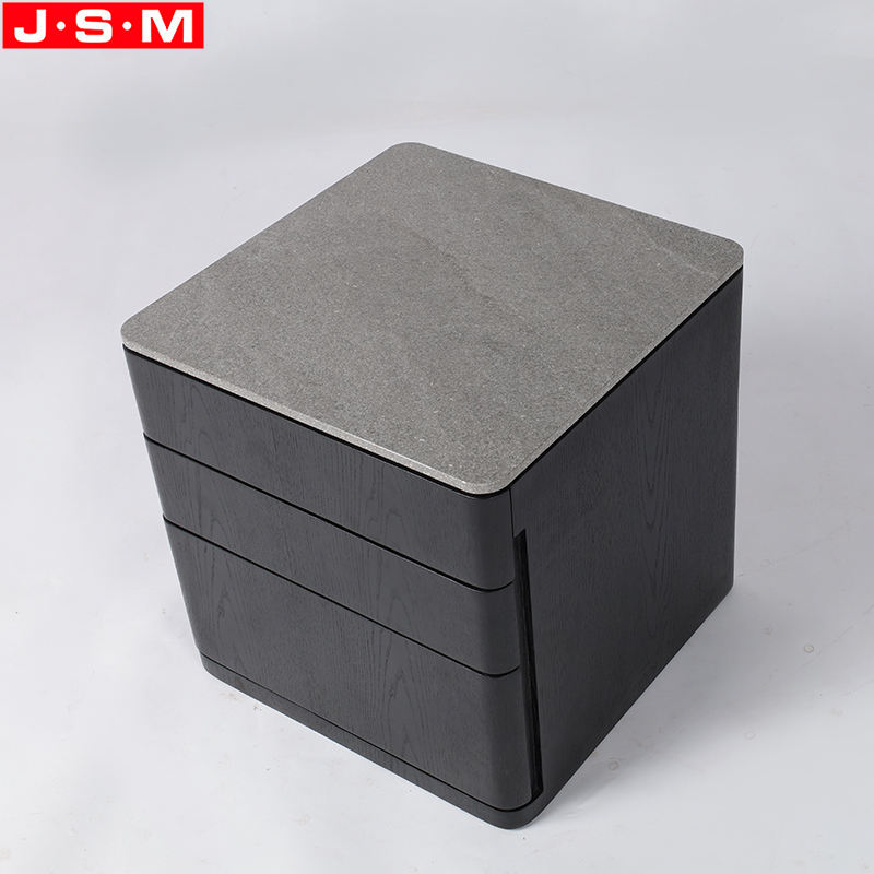 Factory Wholesale Man Made Stone Side Table Nightstand Cabinet With 3 Drawers