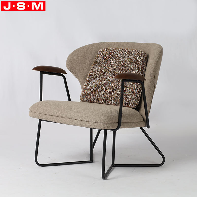 Nordic Single Soft Armchair Living Room Lounge Balcony Metal Base Leisure Chair