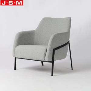 Gray Simple Wooden Comfortable Accent Metal Frame Fabric Armchair