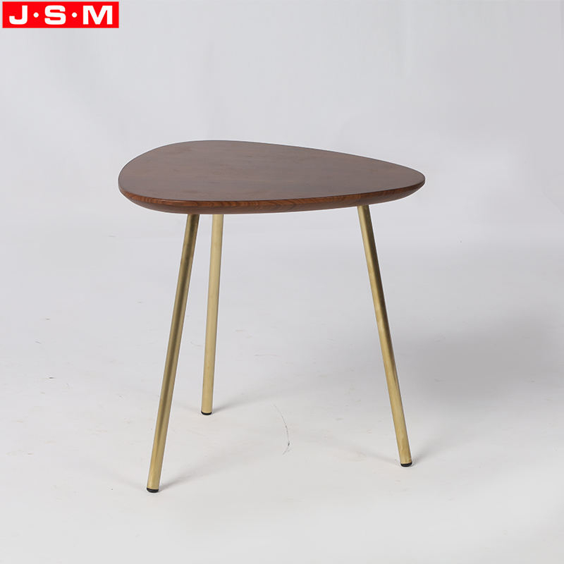 Timber Table Top Living Room Furniture Corner Table Beside Gold Metal Side Table