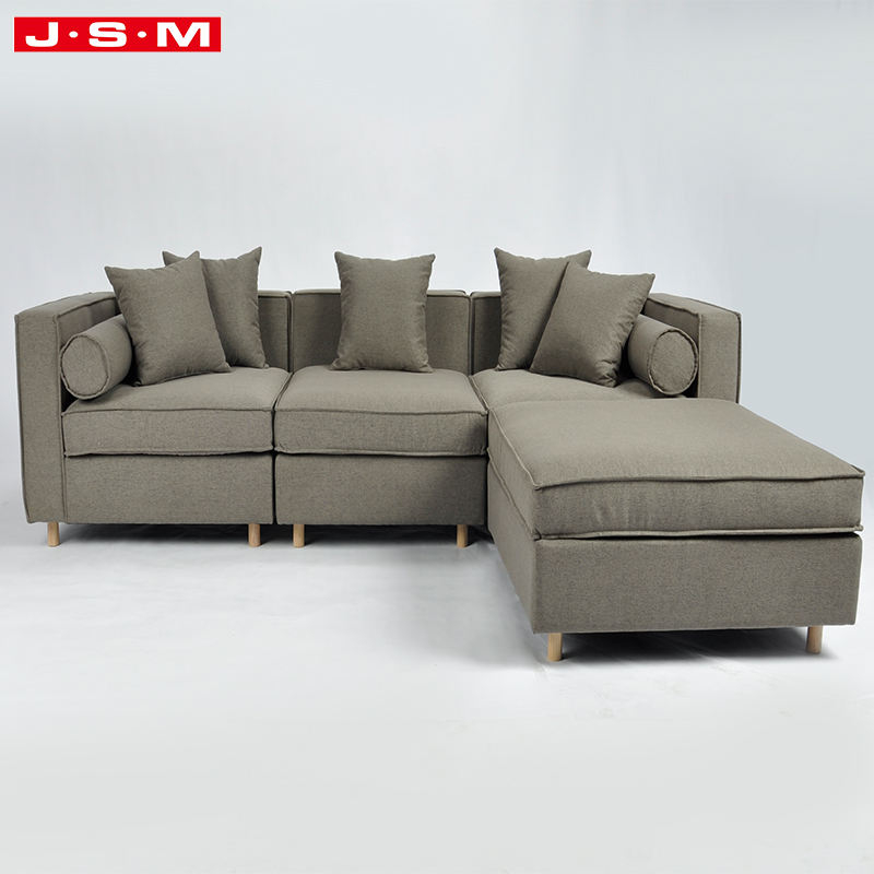 Nordic Villa L Shape Sofa Sectional Modular Furniture Wooden Love Seat Living Room Sofa